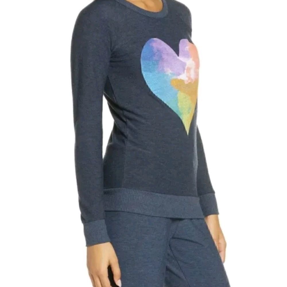 Chaser Rainbow Heart Cozy Pullover Sweatshirt Size L